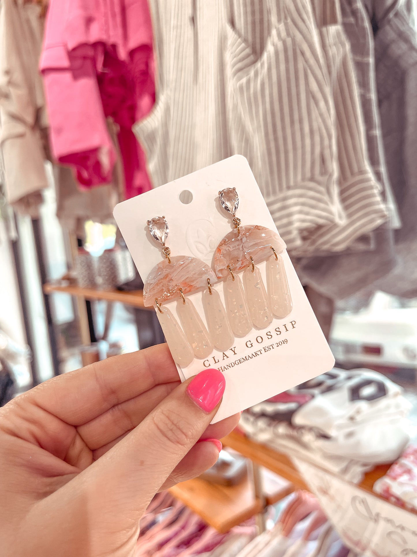 Pastel Marble Dangle Earrings